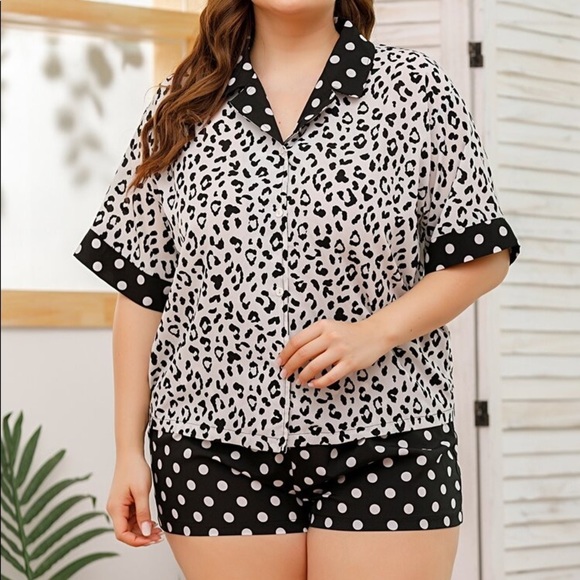 New Plus Leopard Polka Dot Pajama Set​ - Picture 1 of 7